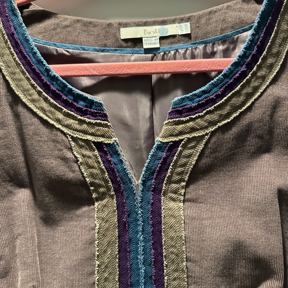 Purple and Blue Trim Corduroy Dress from Boden